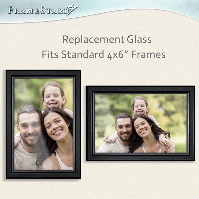 FrameStarr 4x6 Glass (Crystal Clear, 2 Pack), Picture Frame Replacement
