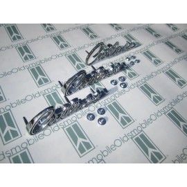 NORS 1968  Olds "Cutlass" Chrome Front Fenders & Trunk Script Emblem with Hardware