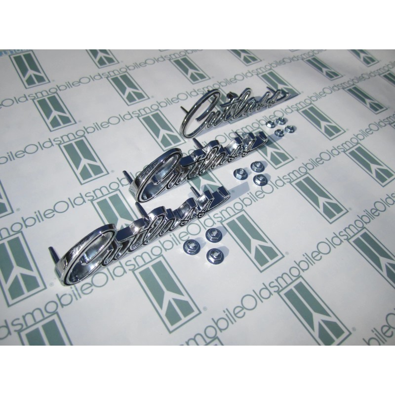NORS 1968 Olds "Cutlass" Chrome Front Fenders & Trunk Script