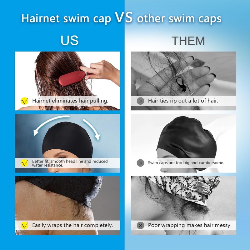 Lynllsh PU Fabric Swim Cap for Long Hair, Women &