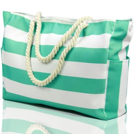 Casaphoria Beach Bag Sandproof,Beach Bags for Women Canvas Bag Large Tote Bag Swim Bag Pool Bag Tote Bag with Zipper Beach Backpack Beach Bag Tote Beach Tote Travel Tote Bags,Light Green