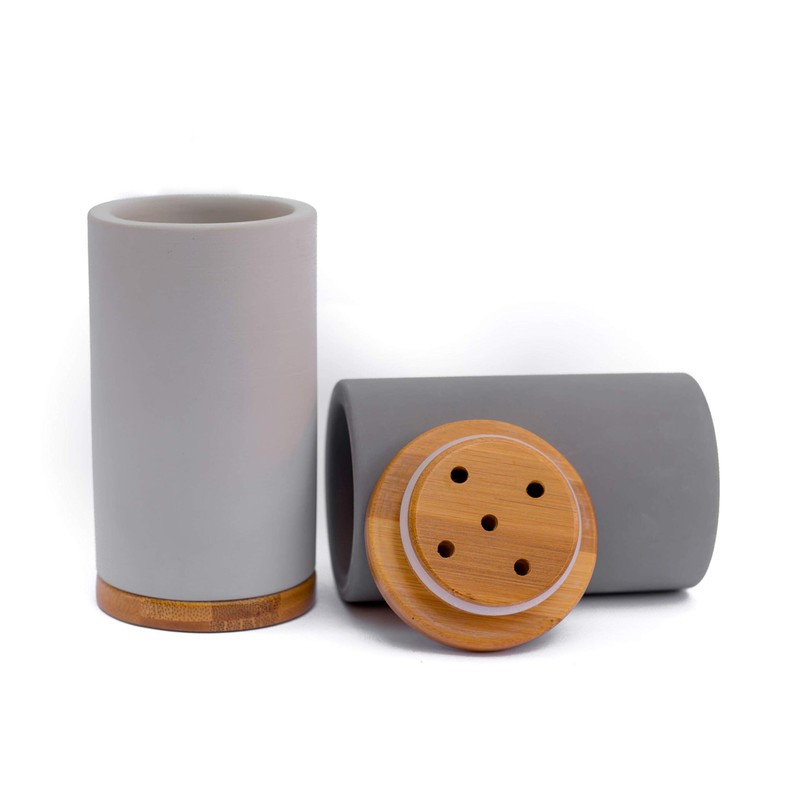 Matani Bamboo Diatomite Toothbrush Holder (Grey & Light Grey)