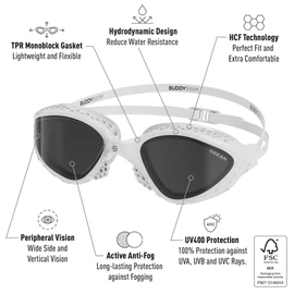 BUDDYSWIM Ocean Swimming Goggles Anti-Fog UV400 Protection Men Women Peripheral Vision Comfortable Fit with HCF Technology Open Swimming Goggles