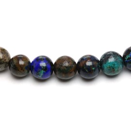 Echtes Azurit Edelstein Armband mit 6mm Perlen und Edelstahlherz - verschiedene Längen - Heilstein Schutzstein Talisman Glücksbringer Geschenk (Azurit, 20CM)