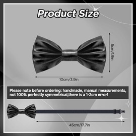 Neptniopllab Black Glossy Boy's Bow Tie, Metallic Effect Leather Kids Bow Tie,Adjustable Pre-tied Bowtie for 4-12 years Boy Wedding Disco Events