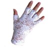 DreamHigh Women Wrist Length Lace Half Finger Gloves (White)