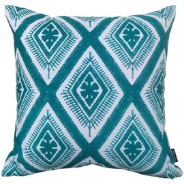 Olivia Rocco Pack of 2 Waterproof Cushion Cover Outdoor Garden Breathable Decorative Cushions Covers for Patio Bench Sofa Furniture Indoor Living Room Bed Chair Scatter (Meze Teal, 43 x 43 cm)