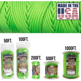 TOUGH-GRID 550lb Neon Green Paracord/Parachute Cord - 100% Nylon Mil-Spec Type III Paracord Used by The US Military, Great for Bracelets and Lanyards, 500Ft. - Neon Green