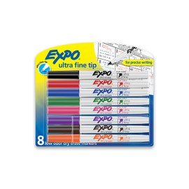 EXPO Low Odor Dry Erase Markers, Ultra-Fine Tip, Assorted Colors, 8 Pack