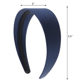 Navy 2 Inch Wide Satin Headband (Set of 12)