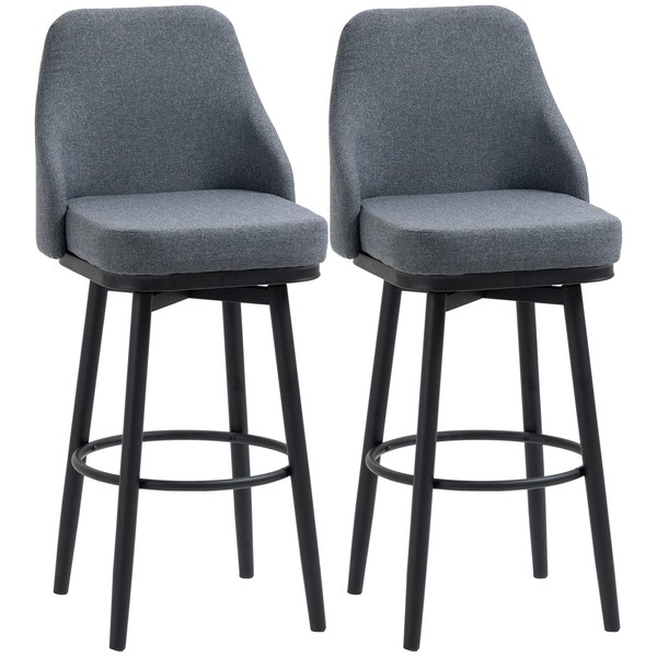 HOMCOM Bar Height Bar Stools Set of 2, Modern 360°