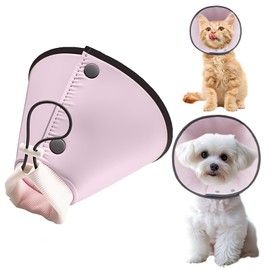 Shyllin Hundekragen Erholungshalskrause für Hunde zur Verhinderung des Leckens,Schutzkragen Hund mit Verstellbarer Nylon-Kordelzug,Halskrause Hund Nach OP für Hunde und Katzen(Rosa, L)