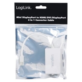 LogiLink Mini DisplayPort to HDMI/DVI/DisplayPort with 3 in 1 Adaptor
