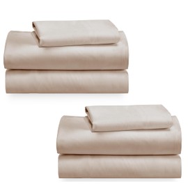 California Design Den 100% Cotton 2-Pack Twin XL Sheet Sets, Soft & Durable Extra Long Twin Sheet Sets with Deep Pockets, Twin XL Sheets with Sateen Weave, Cooling Sheets (Warm Taupe)