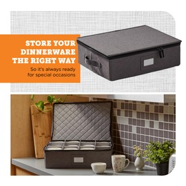 storageLAB Cup and Mug Storage Containers, Hard Shell Storage Case with Felt Dividers for Cups, Mugs, Dishes, and Glasses, Ideal for Kitchen Organizing and Moving Supplies - 1 Pack, Gray