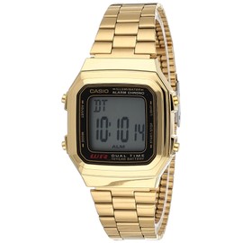 Casio - A178WGA-1A - Vintage - Unisex Watch - Digital Quartz - LCD Dial - Gold Plated Steel Strap, LCD/Gold, Bracelet