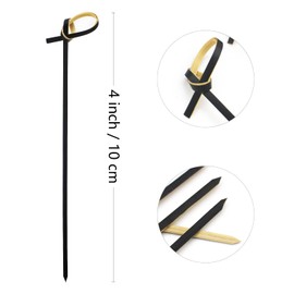 BLUE TOP Bamboo Cocktail Picks 200 PCS Black Bamboo Skewers 4 Inch with Looped Knot, Food Picks,Party Toothpicks for Appetizers,Cocktail Drinks,Barbecue Snacks,Club Sandwiches.