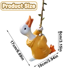 Lxoraziy Kletterente Dekofigur aus Harz – Lustige Ente zum Aufhängen mit Seil – Wetterfeste Gartendeko für Baum, Balkon, Wand oder Terrasse