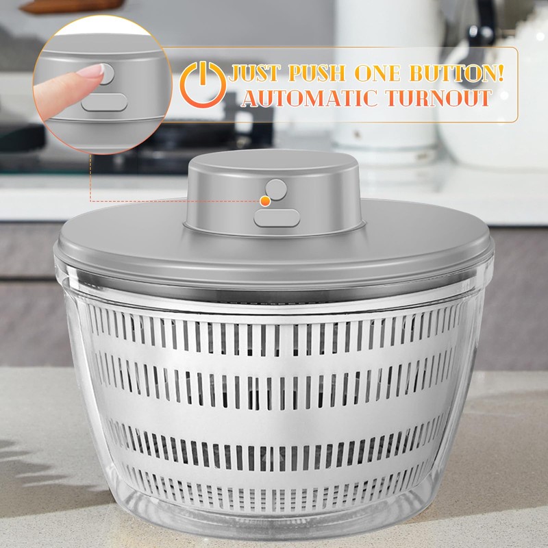 Salad Spinner Stainless Steel Large, Completely Automatic Salad Spinner for