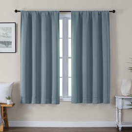 Gwine Stone Blue Blackout Curtains for Bedroom 54 Inches Long, Thermal Insulated Room Darkening Curtains for Living Room Each 40" Wx54 L, 2 Panels
