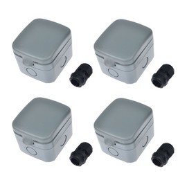 Nineleaf 4 Pack Waterproof Junction Box IP66 Rated Weatherproof 15A Fused Protection Unit Include Cable Gland, Suitable for Outdoor Use