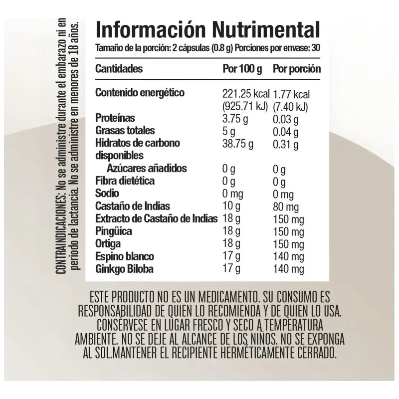 Castao de Indias Kalanchoe 60 Cps Bienestar de Piernas Suplemento