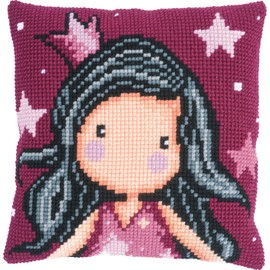 Vervaco Cross Stitch Kit Cushion Complete Set GORJUSS Dreaming Decoration Manual Embroidery Kit Adult Creative Art Gift DIY Cross Stitch Embroidery ca. 40 x 40 cm