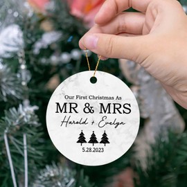 First 1st Christmas Married Ornament, Our First Christmas as Mr & Mrs 2024 Ornament, Customized Gifts for Couples Married Newlyweds Ornament Keepsake, First Christmas as Mr. and Mrs. Ornament