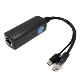 REVODATA Type C Port PoE Splitter Gigabit 5V/3A, PoE to USB-C 5V/3A Output, Gigabit Ethernet Comply IEEE802.3af/at, Plug and Play