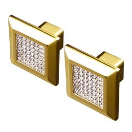 LANC Crystal Cabinet Knobs and Pulls Drawer/Furniture Handles Included Screws All Metal Stylish Shiny Kitchen Hardware 2 Pack, Gold, B1001G-P2