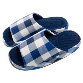 Okumura AAAA6904BL Slippers, Marine Check, Comfort, L, Blue, Fatigue, Perfect Fit for Feet