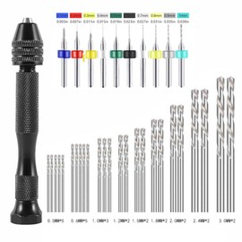Jyvlucient Pin Vise Hand Drill Precision 36PCS Mini Hand Drill Bit Set Micro Mini Twist Drilling Bits 0.5-3mm and PCB Drill 0.1-1mm for Model Making Electronic Drilling Holes Woodworking Jewelry DIY