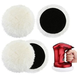 Polishing Pads 125 mm, Pack of 4 Lambswool Polishing Pads, Polishing Hoods, Polishing Attachment, Compatible with Bosch Random Orbital Sander, for Car, Car Headlights, Cork Floors, White