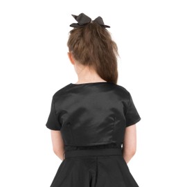 BlackButterfly Kids Satin Short Sleeve Bolero Childrens Girls Shrug (Black, 7-8 Years)