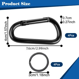 Set of 4 Carabiner Hooks, Aluminium Carabiner Hook, Carabiner Set, Carabiner Hook D-Clip, Carabiner, Carabiner, Carabiner, Carabiner, Black Carabiner, for Ham