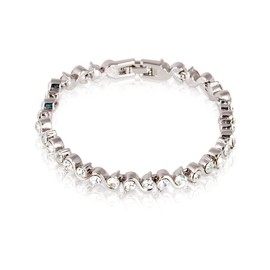 FAIRY COUPLE Classic Tennis Bracelet for Women 18K White Gold Plated Cubic Zirconia 6.5 Inches Bracelet B93