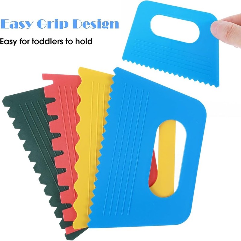 IMCCZONY 16 PCS Textured Art Tools, Plastic Paint Scrapers Kit,