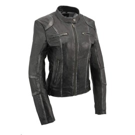 Milwaukee Leather SFL2830 Women's Black Sheepskin Scuba Style Moto Jacket - 5X-Large