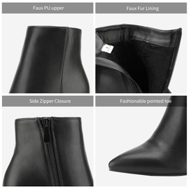 DREAM PAIRS Women's Chunky Heel Ankle Booties Pointed Toe Short Boots,Size 6,Black/Pu,SIANNA-1