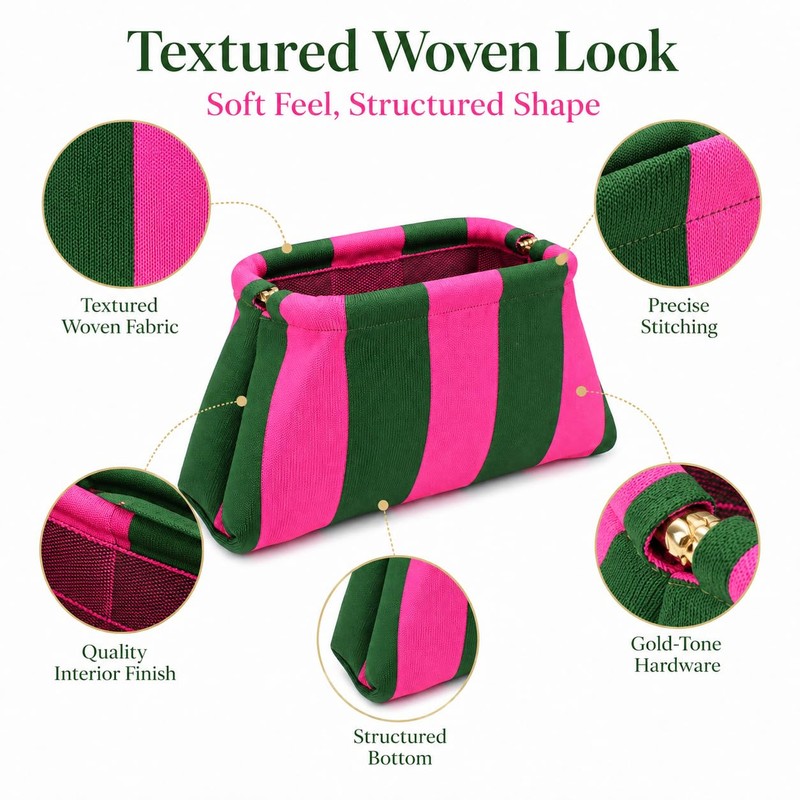 Woven Mahjong Tile Bag for American Mah Jongg, Striped Crochet