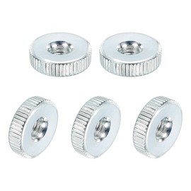 sourcing map Knurled Thumb Nuts, M4 Female Thread Thin Type, Zinc-Plated Carbon Steel Knurled Nut Flat Head Through Hole Lock Adjusting Nuts for 3D Printer, 5Pcs