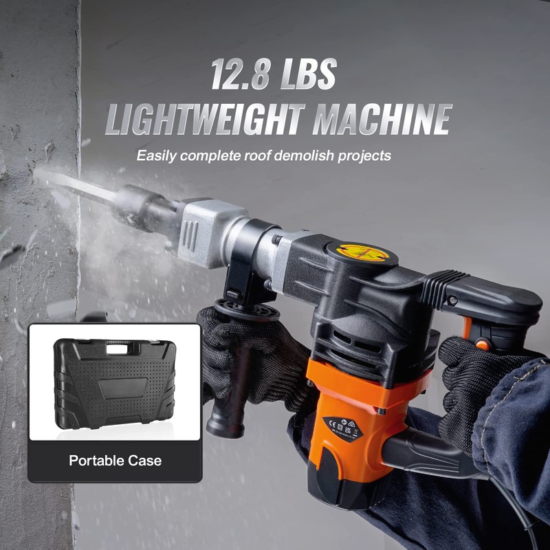 VEVOR Demolition Jack Hammer, MAX 1400W Electric Jackhammer Heavy Duty,