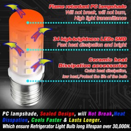 4W 297048600 Refrigerator Light Bulb Replace 40 Watt Freezer Fridge Bulb T8 E17 Lamp Light for Kenmore Whirlpool KitchenAid Electrolux 241552802 1056577 AP3770086 AH976993 EA976993 EA1149215, 2 Pack