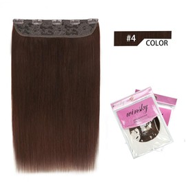 Hair Extensions Real Human Hair - One Piece Medium Brown Remy Hair Extensions Clip on 70gram for Women (14inch, Medium Brown)