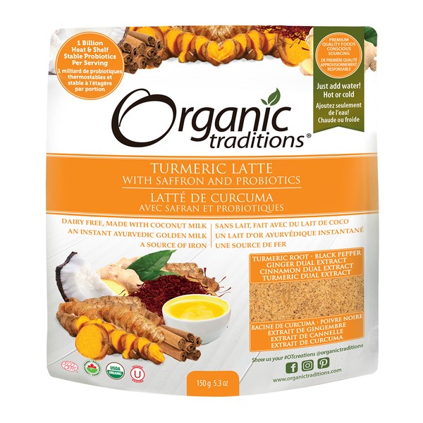 Organic Traditions Organic Turmeric Latte With Saffron And Probiotics 150g