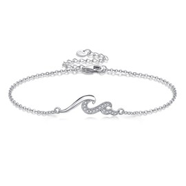 POPLYKE Paw Print/Moss Agate/Cross Bracelet, Sterling Silver, Adjustable Bracelet for Women, Jewellery for Mum, Cubic Zirconia