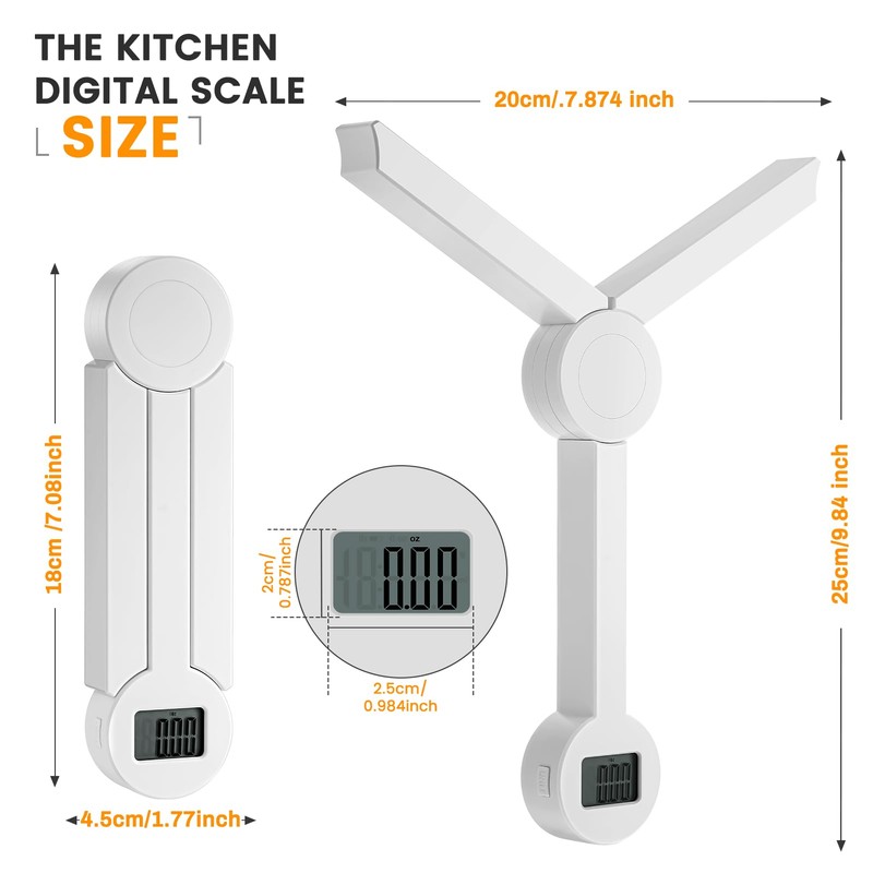 Folding Food Scale,Digital Kitchen Scale,Highly Accurate Compact Small Scale with