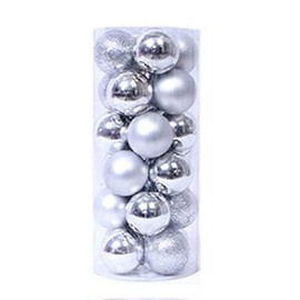 Bibi Anzu Christmas Ornament, Color Balls, Diameter 1.6 inches (4 cm), Pack of 24 (Silver)