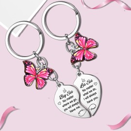 YEEQIN 2Pcs Big Sister Little Sister Matching Keychain Big Sis Little Sis Gifts From Sisters Christmas Birthday Gifts For Sisters