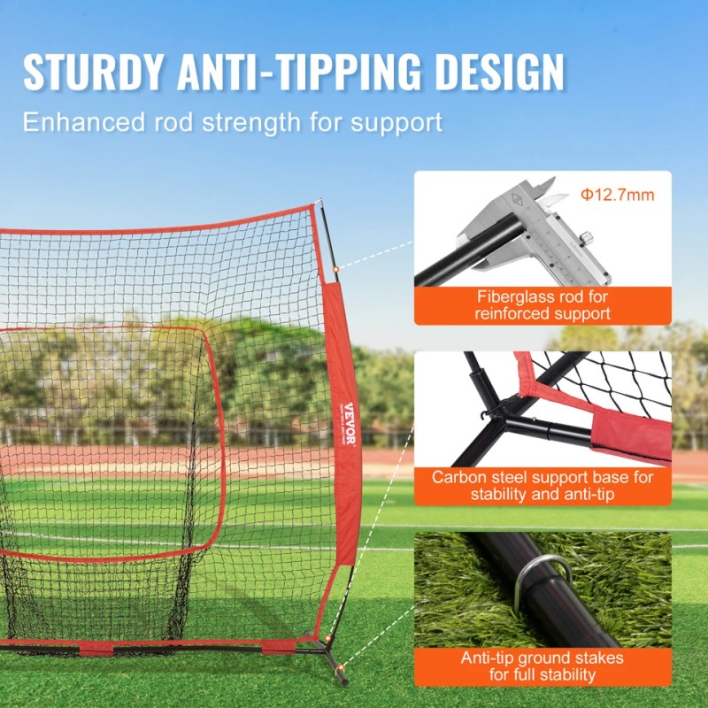 VEVOR 7x7 ft Baseball Softball Practice Net Hitting Batting Training